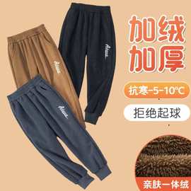 男童裤子中大童加绒休闲裤胖童大码运动裤秋冬灯芯绒儿童宽松长裤