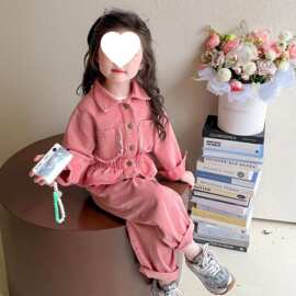 女童春秋牛仔套装新款洋气儿童时髦外套宝宝秋季裤子两件2026新款