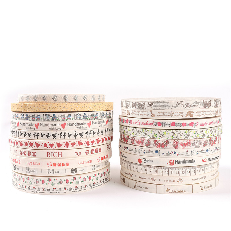 Manufacturer wholesale printed pattern clothing accessories cotton ribbon small fragrance 1.5cm printed color cotton bag