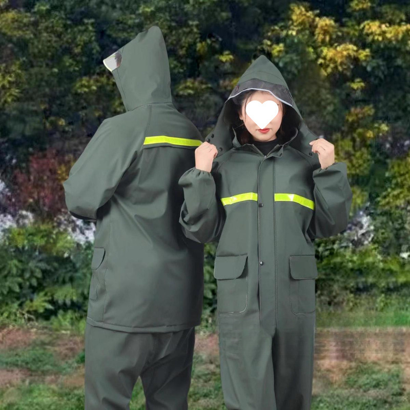 Durable New Rainproof Raincoat and Rain Pants Set Full Body Thickened Men's and Women's Adult Outdoor Cycling Reflective One-Piece Bag