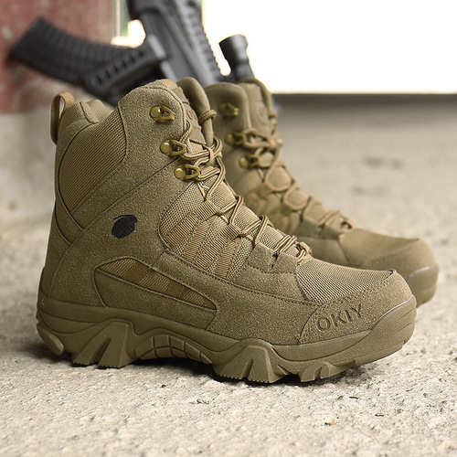 Seasonal Military Boots Special Forces Hiking Boots Outdoor Waterproof High-Top Desert Boots Tactical Boots Large Size Military Shoes Men's Workwear