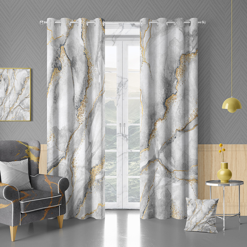 Cross mirror for European style to figure 3D digital printing gilt marble curtain light luxury atmospheric curtain factory wholesale