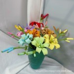 萱草花 纯手工花束创意钩织花束 毛线编织花情人节送女友送闺蜜