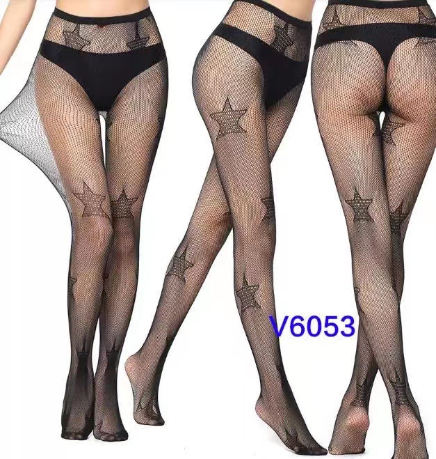 Fábrica en stock al por mayor de malla sexy JK medias negras transfronterizo Comercio exterior blanco Luna doble G pantimedias calcetines de red