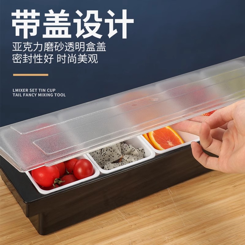 Caja de fruta de múltiples rejillas de plástico caja de condimento de mantenimiento fresco Bar compartimento especial caja de fruta