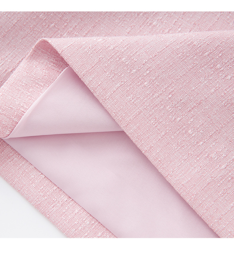 Váy liền nữ kiểu Pháp cổ tròn tay ngắn dệt jacquard ôm nhẹ — Màu be chi tiết 25