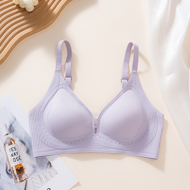 Levante ropa interior de jalea de soporte suave para damas Pequeño pecho cerrado sin marcas sin anillo de acero sujetador anti-caída ropa interior de copa fija