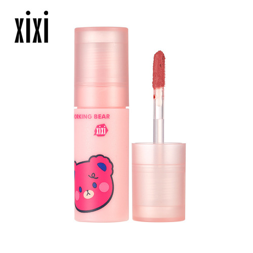 xixi Heartfelt Velvet Mist Air Lip Glaze Cute Strawberry Bear Soft Mist Lip Mud for Autumn and Winter Whitening and Tender Color Does Not Show Lip Lines