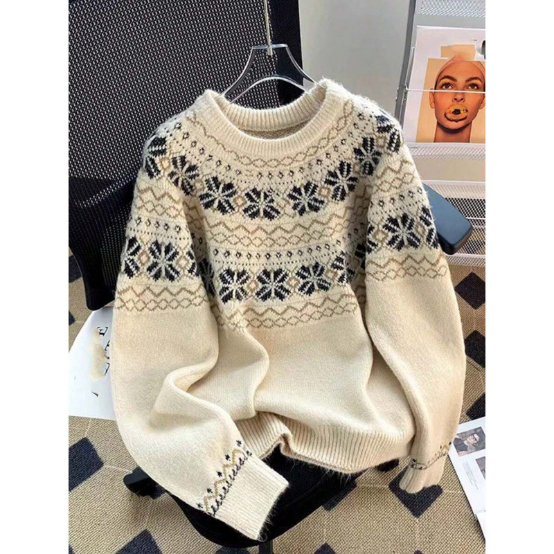 H 73764 Fair Isle Ethnic Sweater Fair Isle Ethnic Style Sweater Cross-Border Fast Shipping