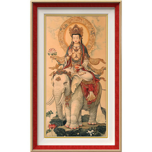 Samantabhadra Bodhisattva Cross Stitch Self-Embroidery Non-Finished Product Indoor Wall Mural Decorative Embroider Cotton Thread Cross Stitch Chinese Style
