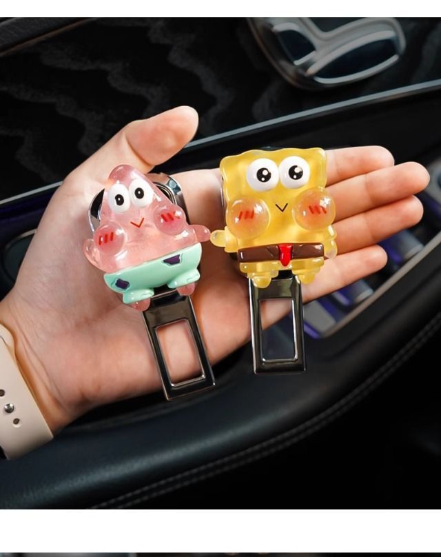 Car Safety Buckle Cute Cartoon Rear Seat Belt Fork Holder Car Anti-Stranglehold Extension Connector