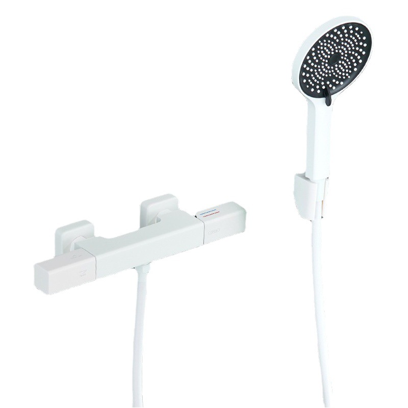 Estilo simple blanco cobre cabeza de ducha traje split baño simple baño pistola gris Hotel grifo