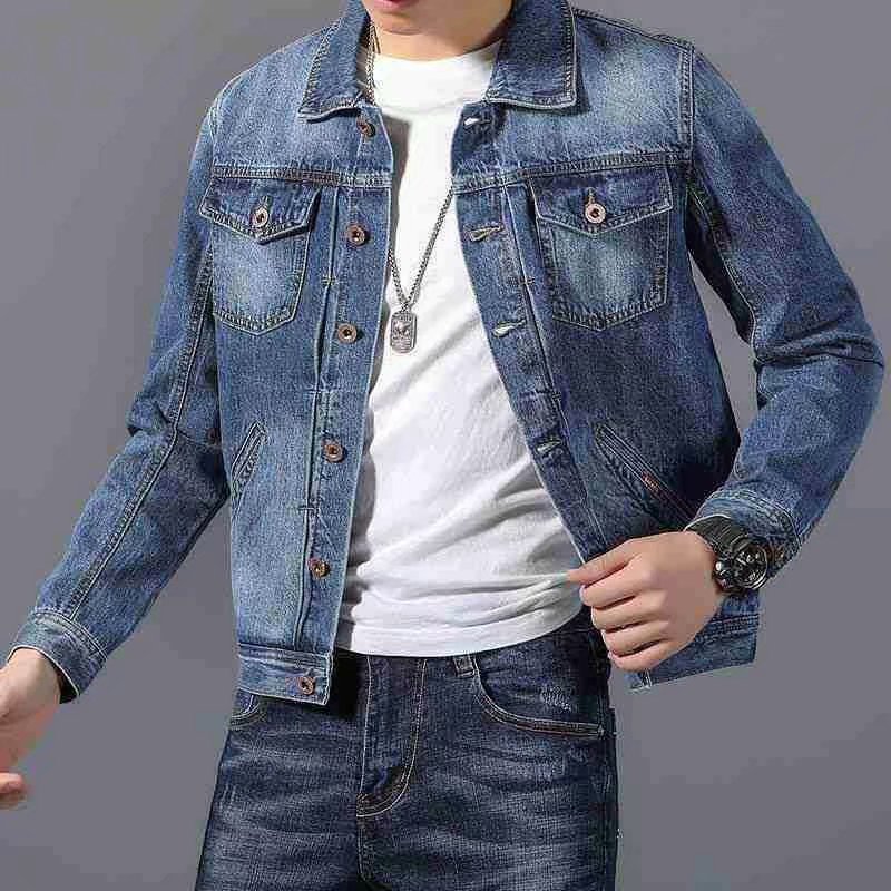 Chaqueta de mezclilla para hombre Primavera y otoño Nuevo estilo coreano SLIM-Fit moda de alta gama otoño chaqueta de mezclilla chaqueta casual moda