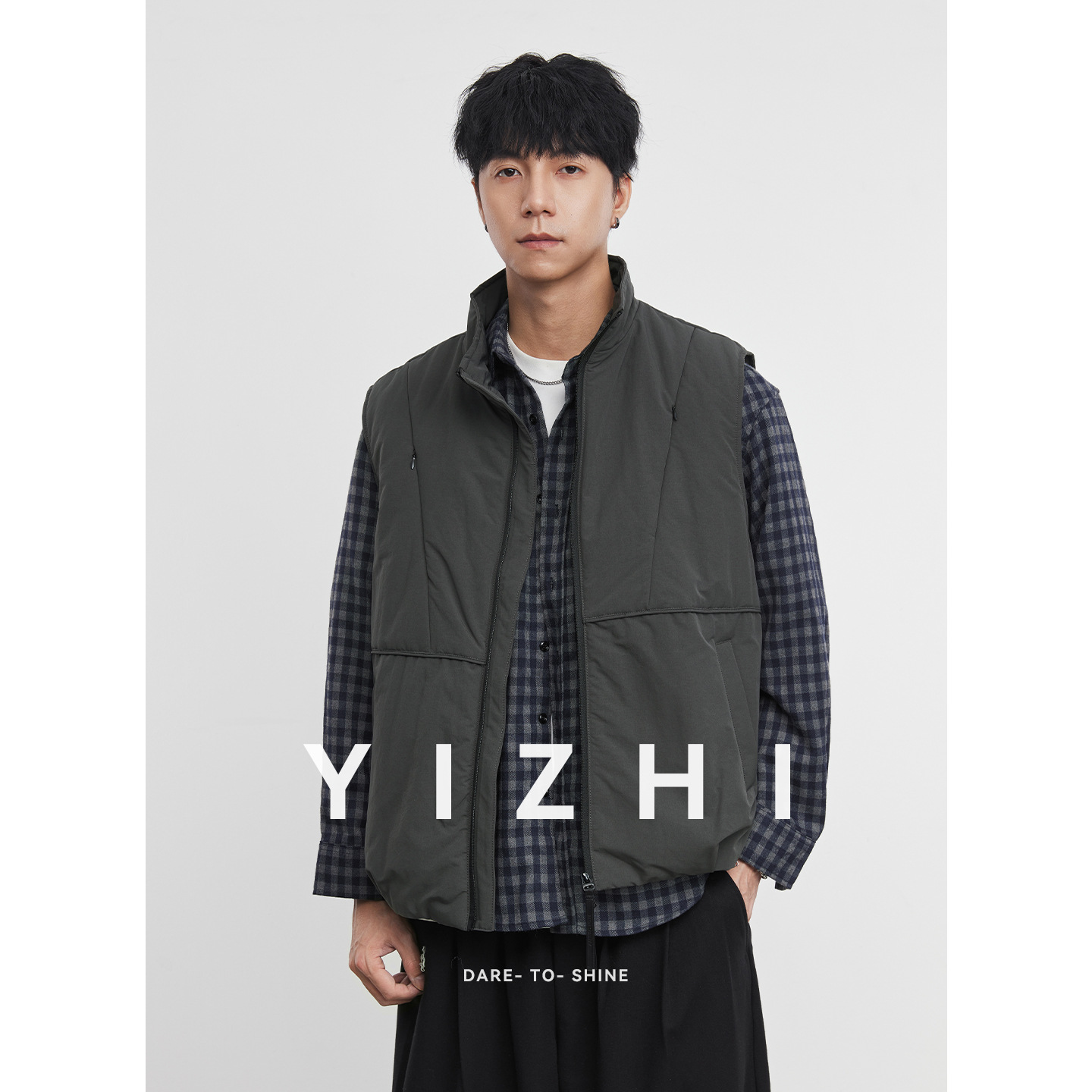 亦止【轻暖】立领工装户外棉服冬季新款男机能风休闲坎肩马甲外套