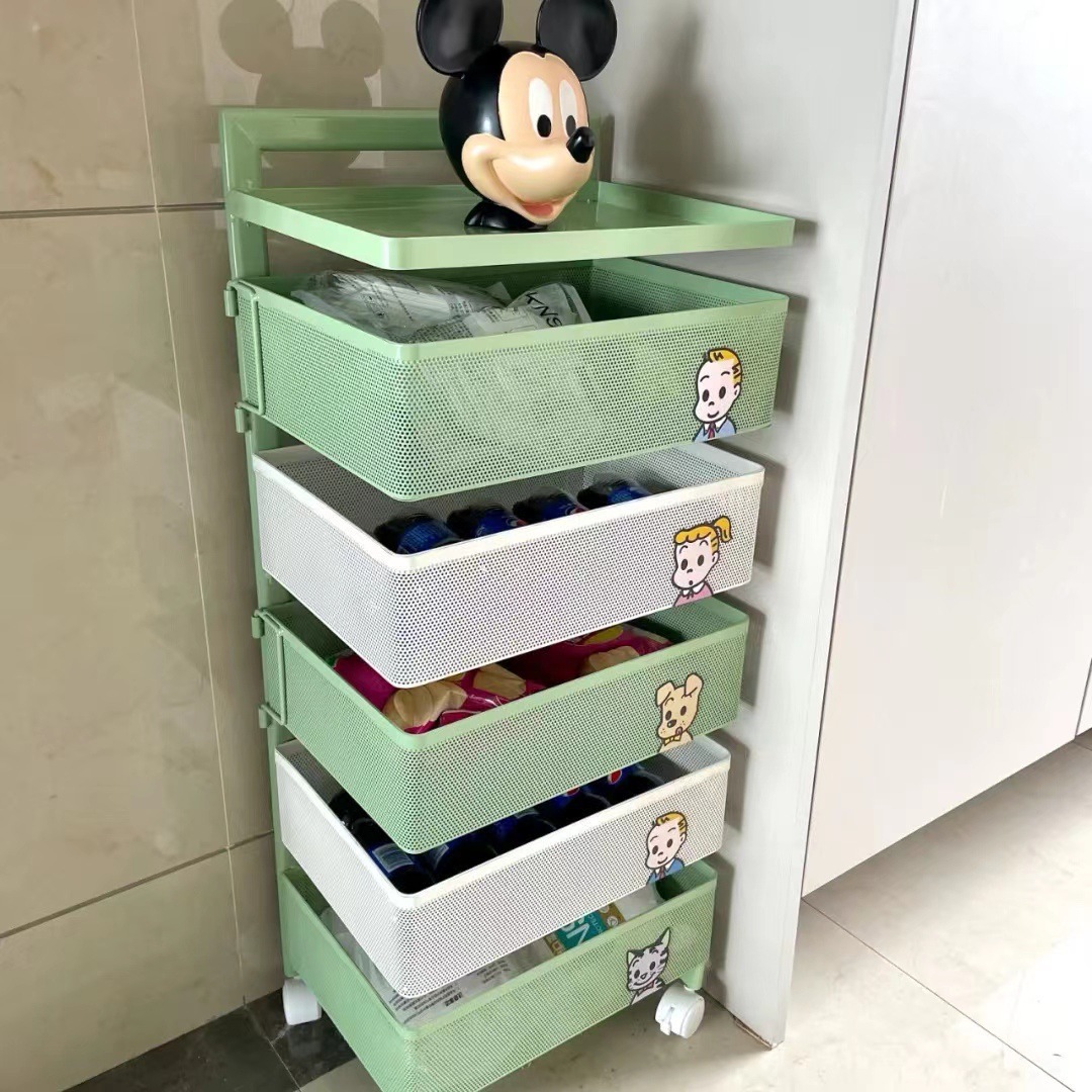 Estante de almacenamiento de cocina de carro pequeño estante de almacenamiento de bocadillos móviles multicapa estante de almacenamiento multifuncional estante de almacenamiento de artículos diversos