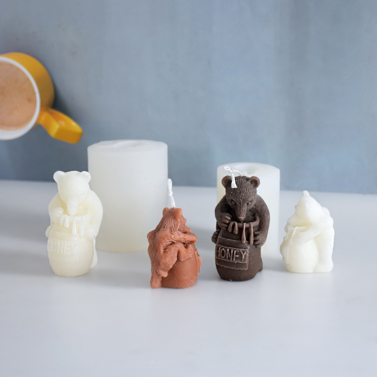大小號蜜罐熊硅膠模具吃蜂蜜的熊模具香薰蠟燭石膏擺件禮物模具