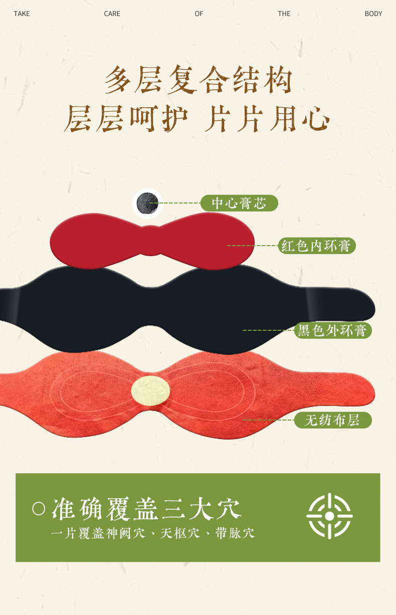 Custom Red Slim Waist Double C Herbal Navel Patch Mugwort Moxibustion Belly Sticker Ai Cao Tie specifications