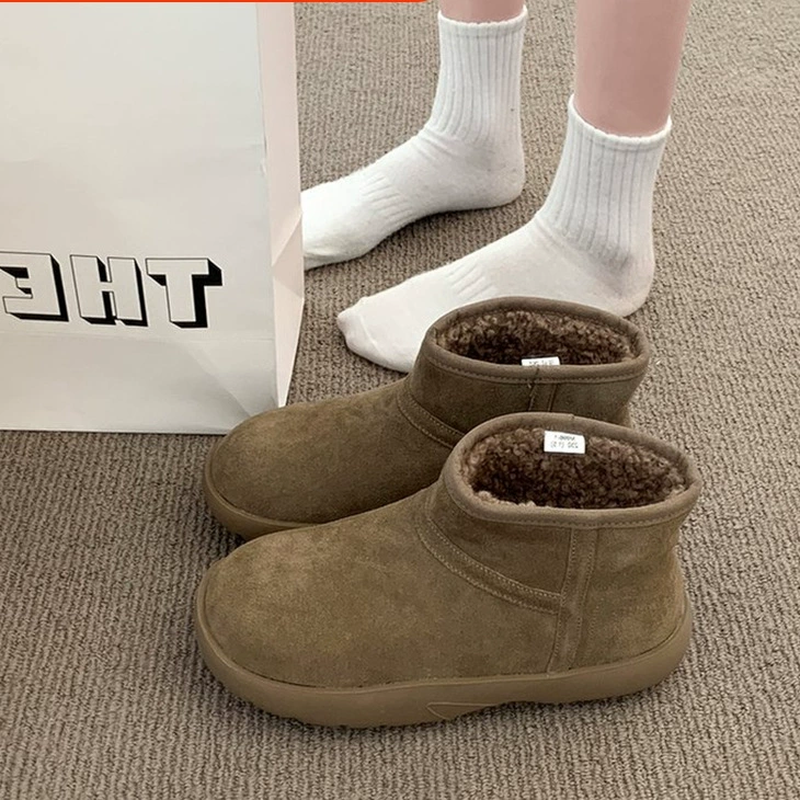 Birken обувь на толстой подошве снегоступы женские 2024 новые зимние бархатные теплые и толстые нескользящие, некрасивые, короткие хлопковые туфли