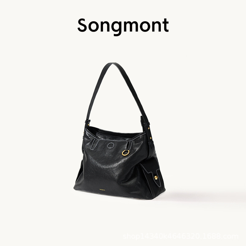 李娜と同じスタイルのSongmont Yamashita Yousongトレースシリーズホーボーバッグ植物タンニンなめし牛革ショルダークロスボディソフトバッグ新しいスタイル|undefined