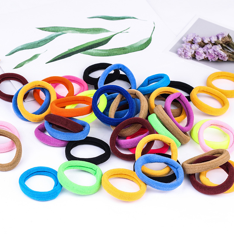Korean high elastic towel ring seamless medium hair ring small gift rubber band bulk 4cm black head rope batch