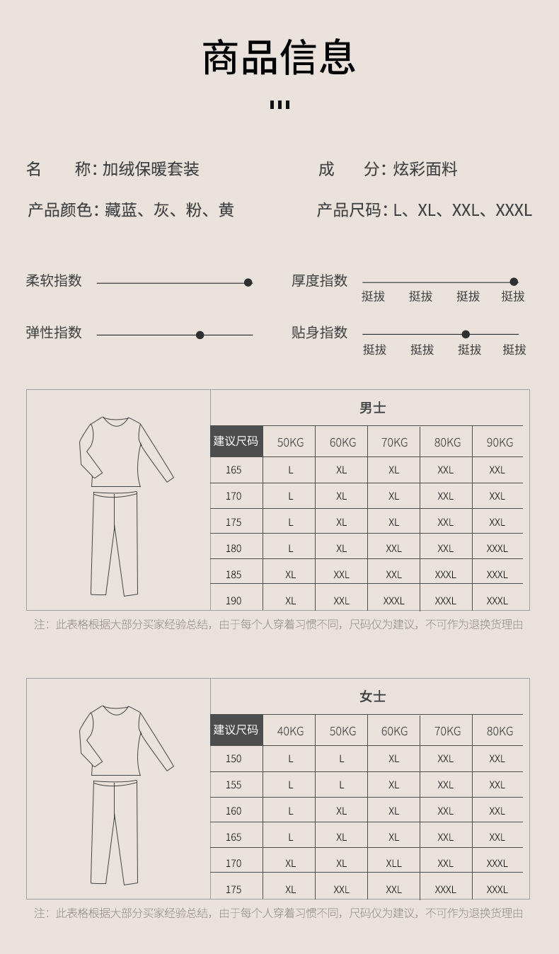 情侣保暖内衣加绒加厚修身美体双面磨绒男女秋衣秋裤无痕打底套装详情11