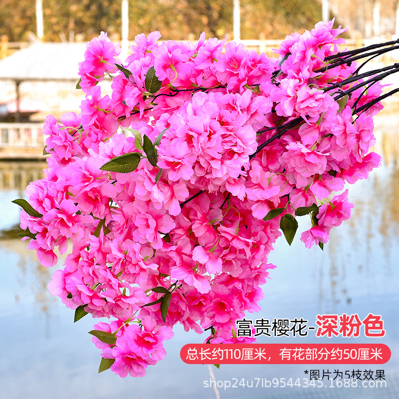 Simulación de flores de cereza flores de melocotón flores de pera flores de ciruela flores de bodas flores falsas vid decoración jardín balcón red de manglares paisaje de pared