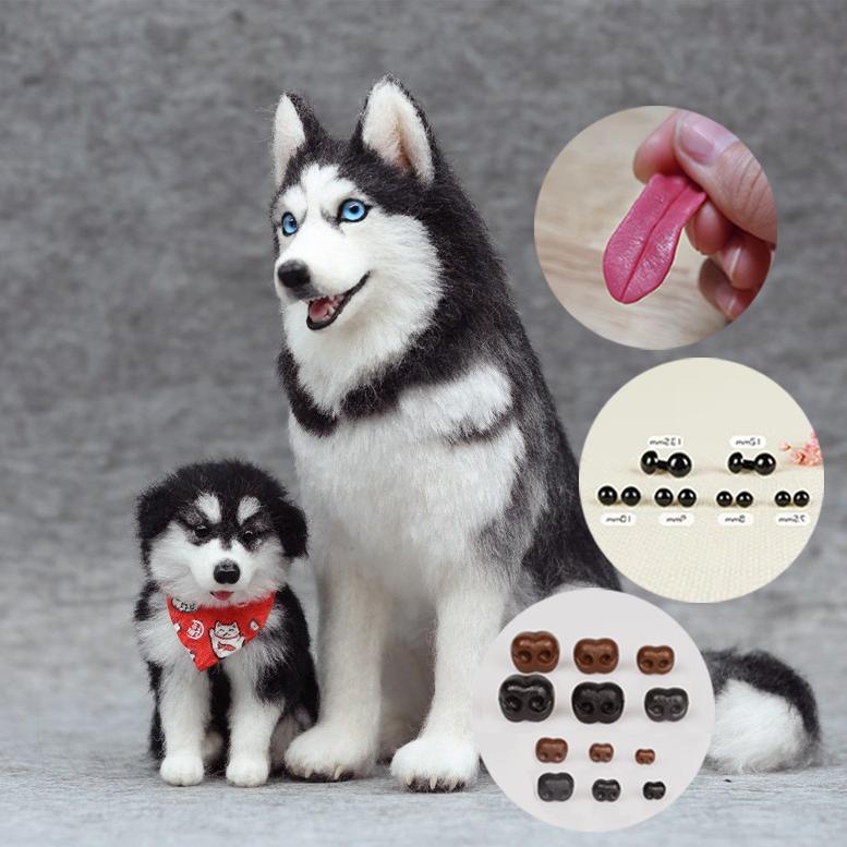 Colección de accesorios para perros animal perro conejo hámster barba ojos lengua lana fieltro poke gato familia hecho a mano