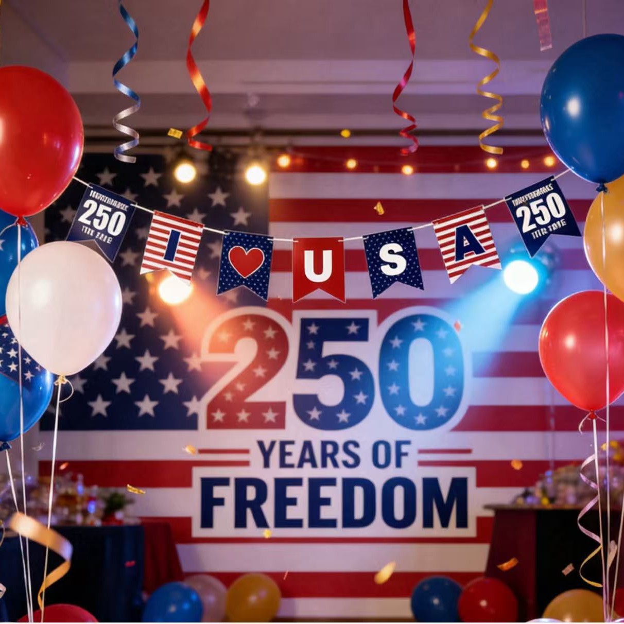 250周年USA竖纹拉旗