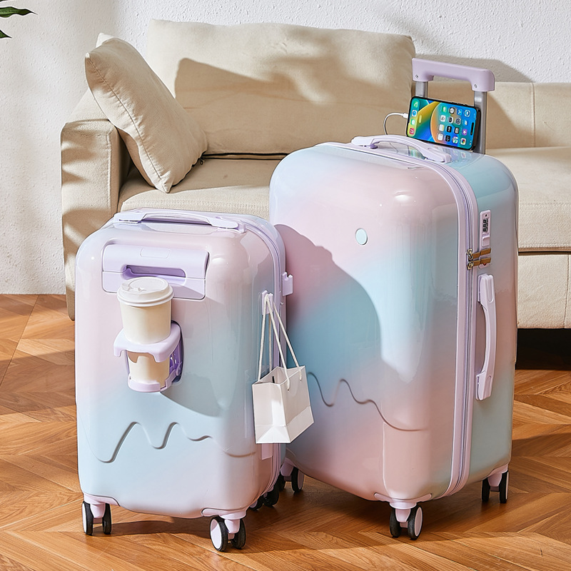 [Fábrica de selección estricta] maleta de alto valor nominal Gradiente de palanca de tracción maleta de viaje ligera y duradera de 20 pulgadas