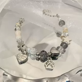 失氧星星小猫爪骨头手链女ins小众设计感diy手工串珠百搭手串闺蜜