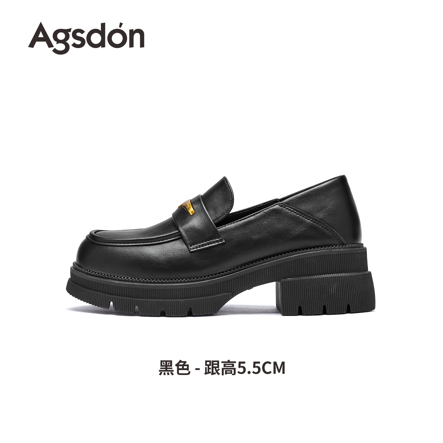 Augu Lion negro clásico zapatos Lefour para mujeres 2025 otoño nuevo tacones gruesos estilo británico zapatos de viaje único