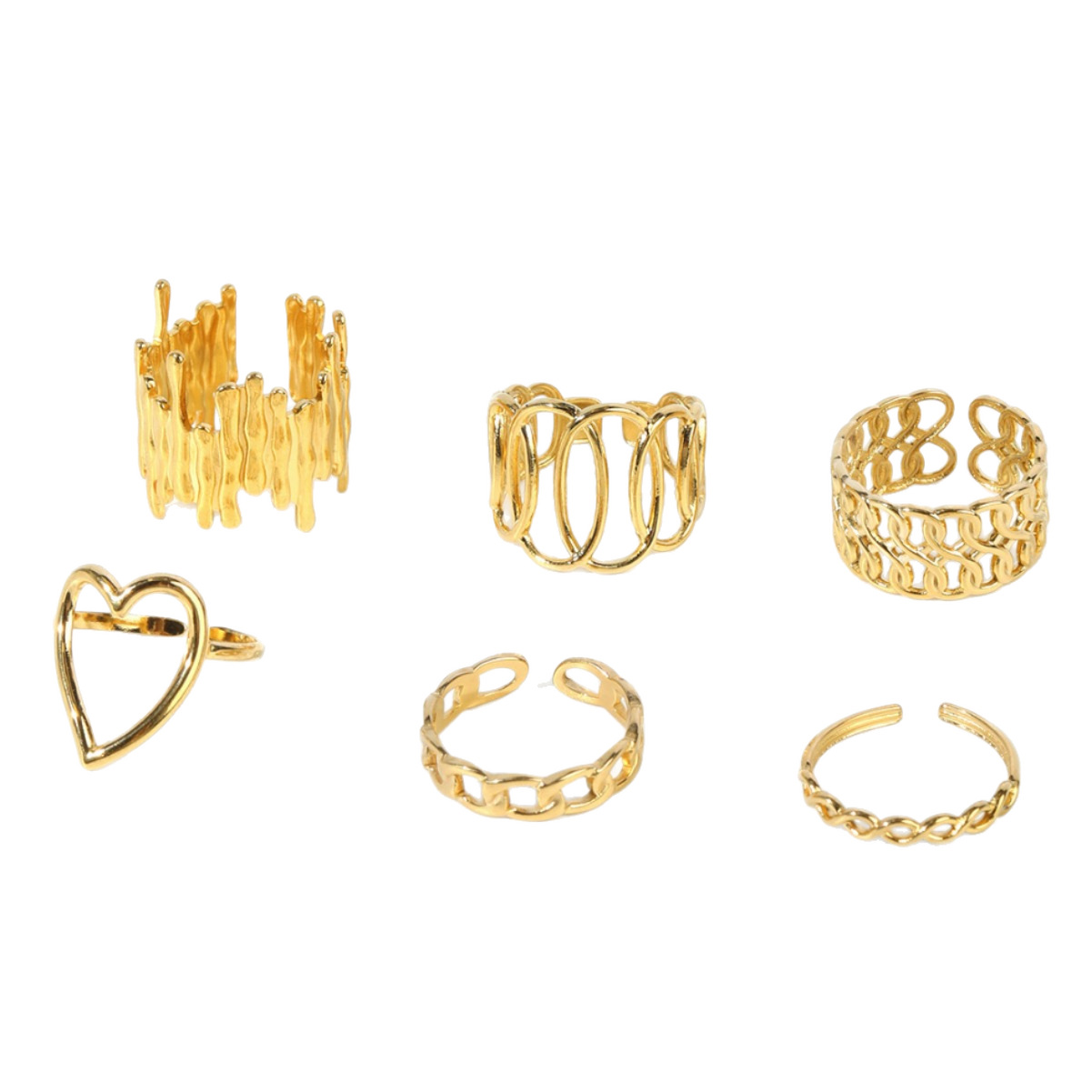 Zweifarbige, stapelbare, zarte Ringe, trendiges Set aus verschiedenen Metallen zum Kombinieren, minimalistische, dünne Gold- und Silberringe, gravierte Initialen und Sternsymbole, 3-5 Stück zum Stapeln, Mode_voghion.com