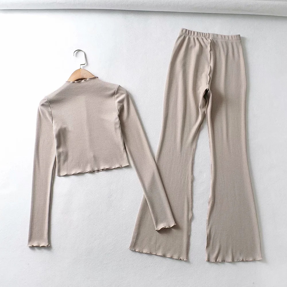 small split bottoming T-shirt slimming micro-flared trousers fashion suit  NSHS29354