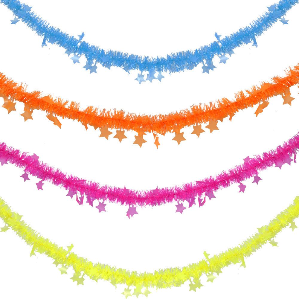 Macarons fluorescentes, tuerca, flor, tema de neón, decoración de fiesta, colgante de cinta, estrella de Navidad, tira de color de hierba