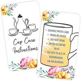 跨境50张/包5*9厘米玻璃杯保养说明卡包装客户指导护理卡吊牌标签