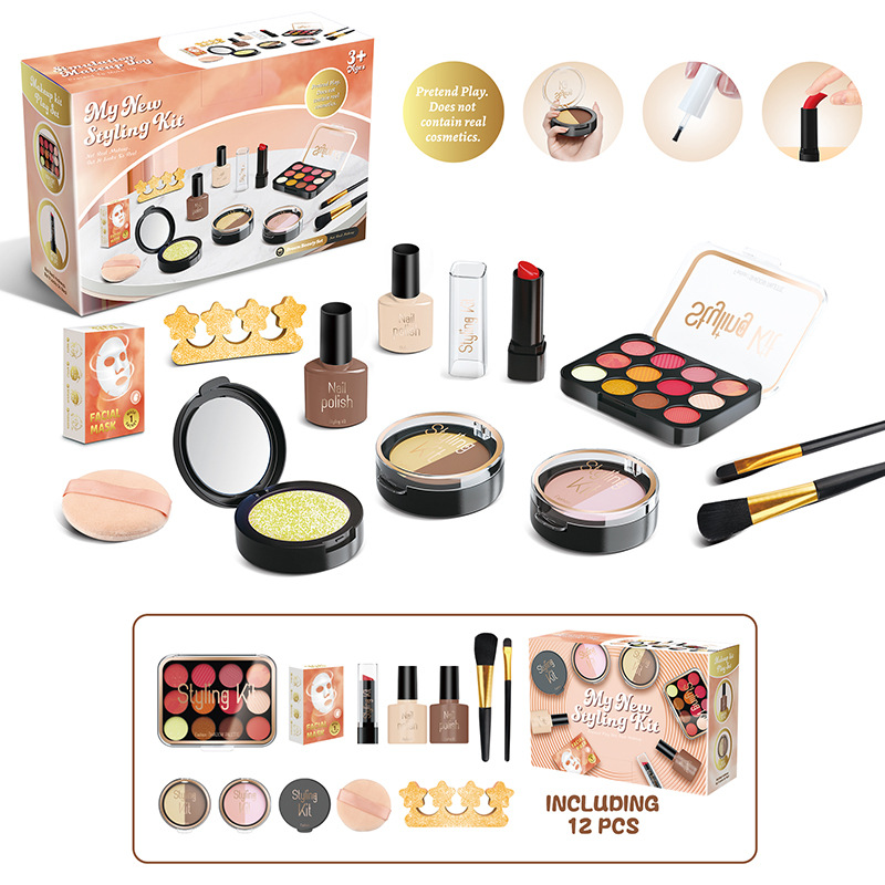 Navidad infantil imitación de sombras de ojos maquillaje juguetes de maquillaje para niñas en el hogar no borrable princesa maquillaje cubierta