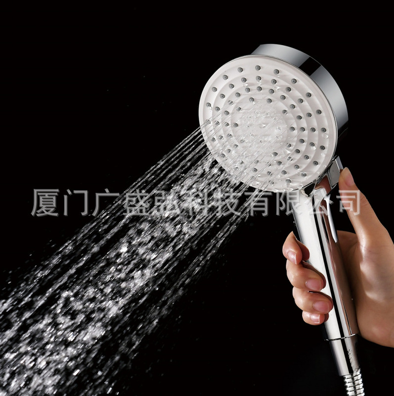 Cross-Border American-Style Round Handheld Showerhead with Side-Button Switch for Water Output, Supports Customization, Home Bathroom Pressure Booster