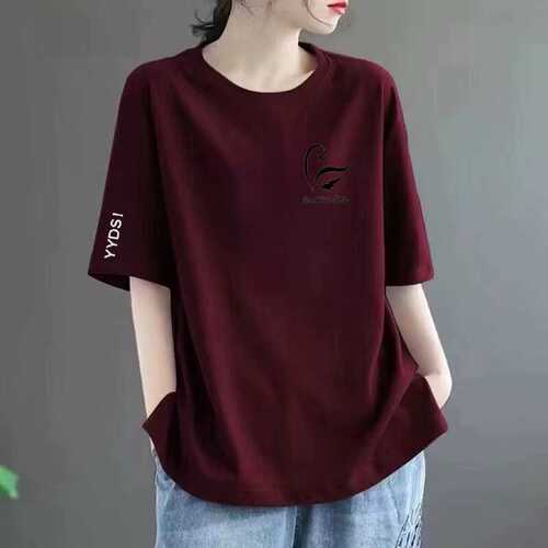 Women's Short Sleeve T-Shirt 2024 New Summer Fashion Casual Loose Slimming Youthful Plus Size Large Code Top T-Shirt
