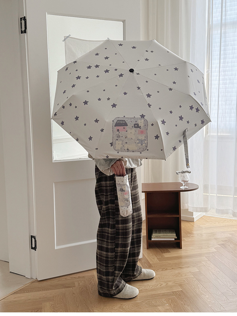 Cute Foldable Uv Sun Umbrella For Girls With Manual Automatic System_voghion.com