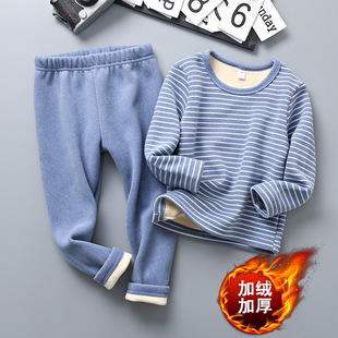 Children's thermal underwear children's clothing fleece-lined thickened suit boys' autumn clothes long pants girls' winter clothes bottoming two-piece suit fashion