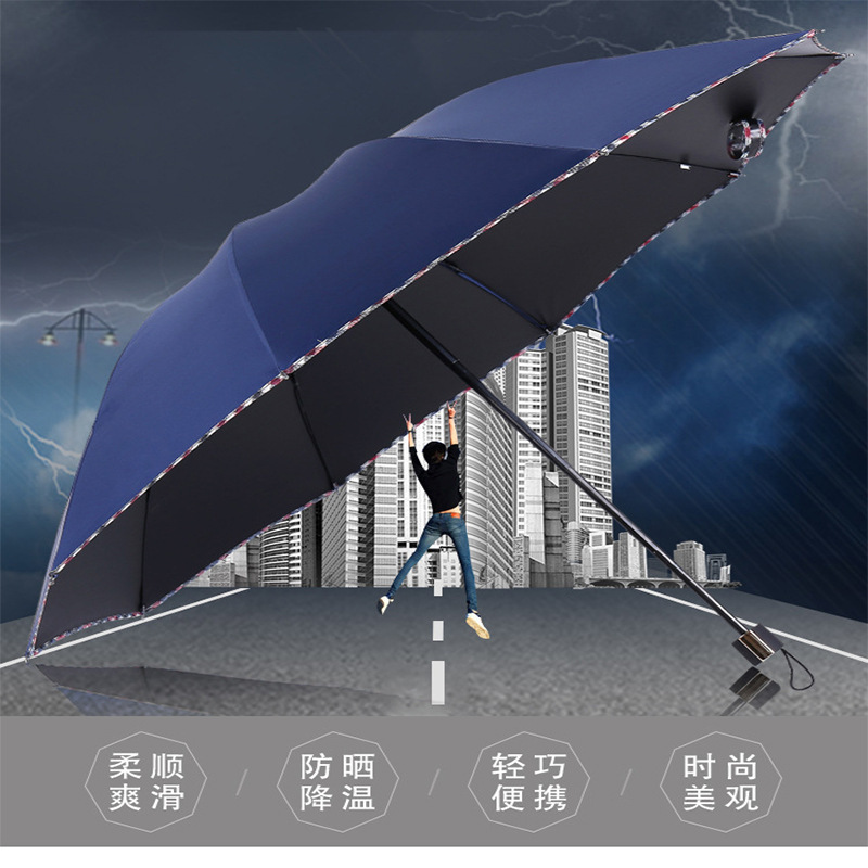 Large Ten-Rib Folding Umbrella for Two People, Business Sun and Rain Umbrella, Sun Protection, Sunshade Umbrella, Advertising Printing, Bulk Wholesale