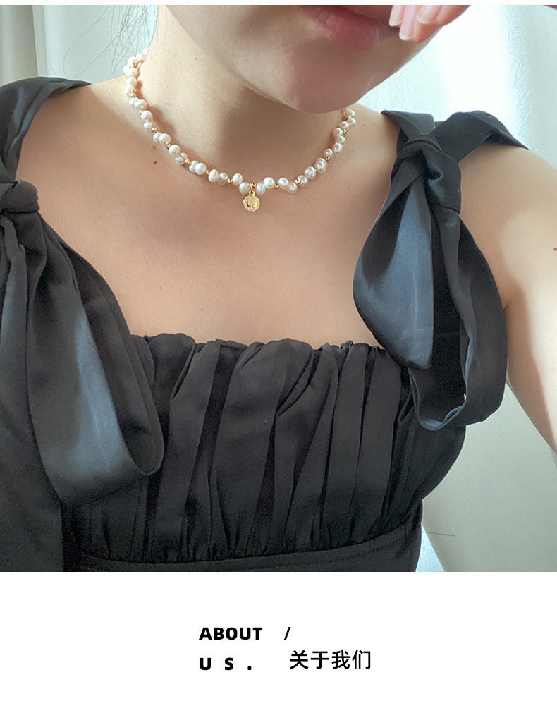 Fashion Portrait Pearl Beaded Pendant Necklace 1 Piece