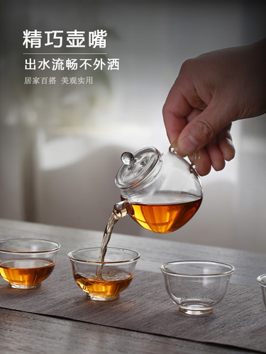 Glass tea mini teapot for one person, two-capacity transparent tea set for green tea, single pot