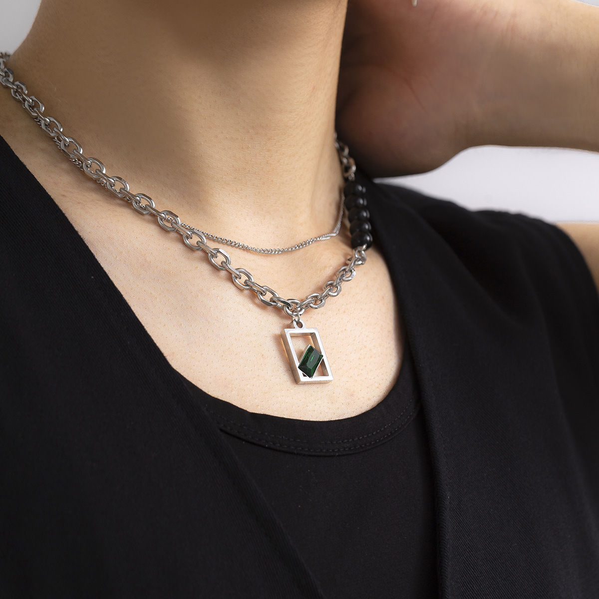 1 Piece Fashion Irregular Glass Titanium Steel Inlay Zircon Unisex Layered Necklaces