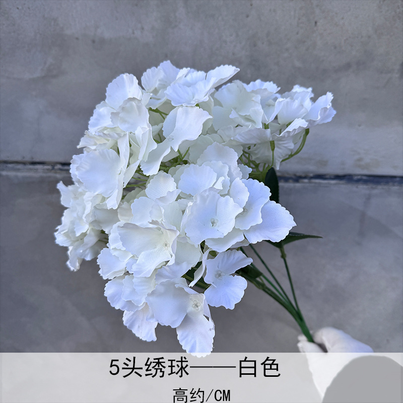 Simulación de racimo de 5 cabezas hortensias flores artificiales boda hotel decoración fondo del hogar