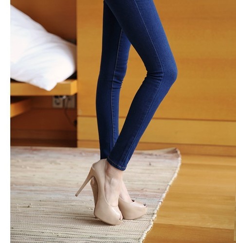  Spring and Autumn New Women's Solid Color Denim Jeans Women's Slim Straight Leg Pants Tight Stretch Straight Leg Pants