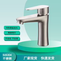 304 stainless steel basin mixer faucet bathroom washbasin washbasin bathroom cabinet small waist faucet hot and cold
