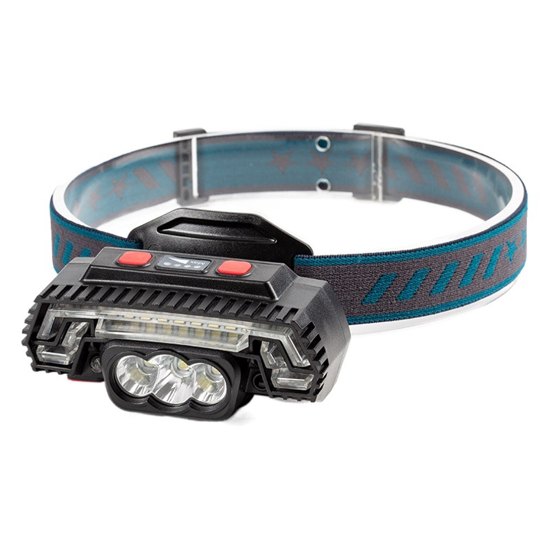 Transfronterizo nuevo LED linterna de luz fuerte mini multifunción lámpara de pesca lámpara de sensor inteligente de onda linterna montada en la cabeza