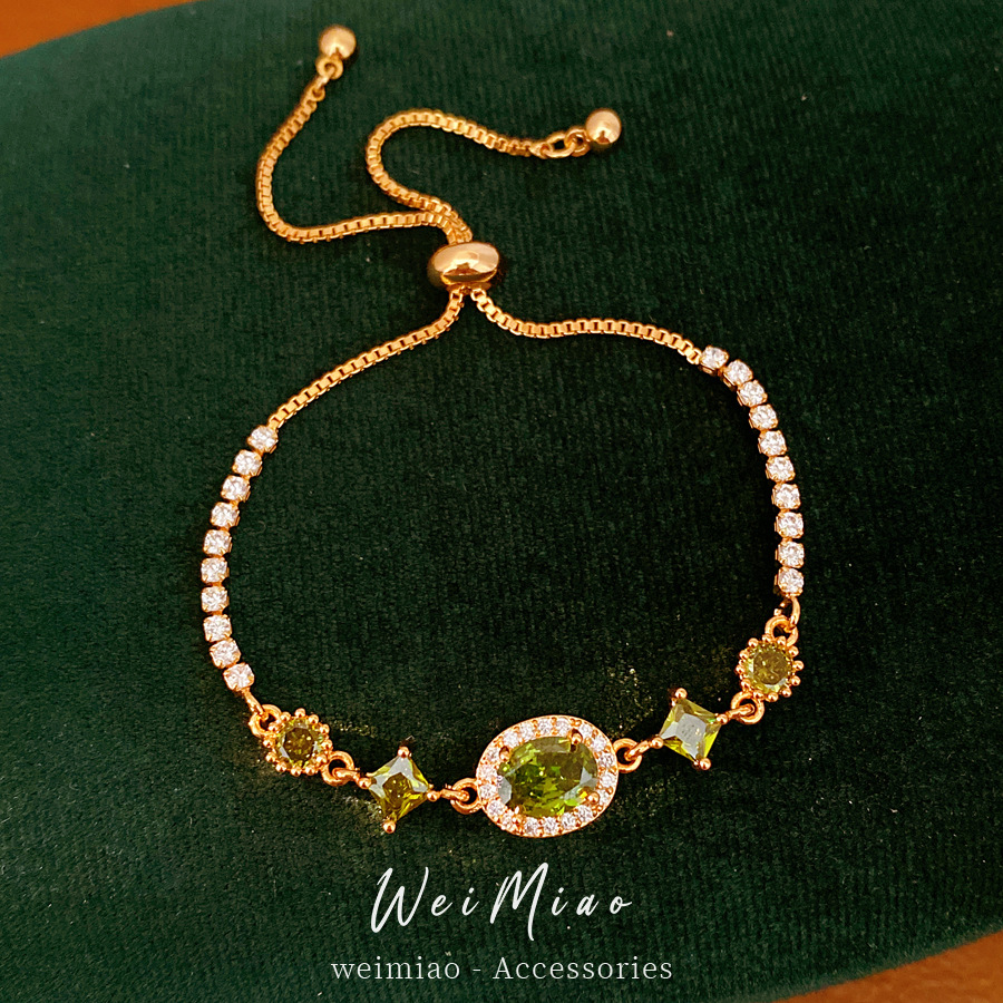 18k oro real pulsera de piedra de silicio elíptica ligera de lujo nicho pulsera de alta calidad temperamento delicado joyas al por mayor