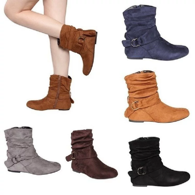 Женские сапоги Amazon Wish Независимая станция с пряжкой средней длины ствола, трансграничная женская обувь, внешняя торговля, женские сапоги больших размеров